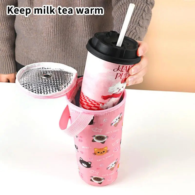 Insulated Handheld Water Bottle Bag – Cute Outdoor Cup Sleeve Insulated Bottle Bag Qme