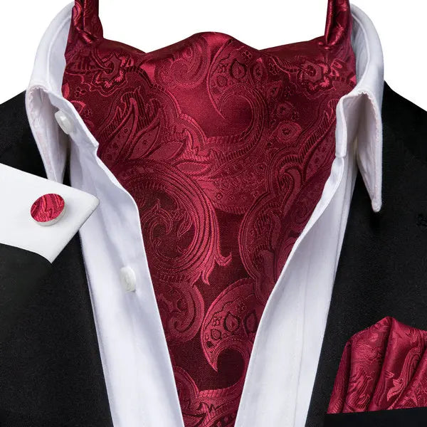 Men's Luxury Floral Ascot Cravat Set – Cufflinks & Handkerchief Ascot Cravat Set Qme LDAS1160