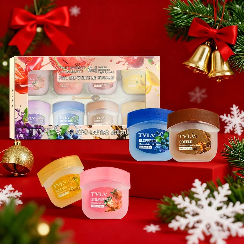 8-Piece Fruity Lip Balm Set – Moisturizing & Smoothing Lip Care Lip Balm Set Qme