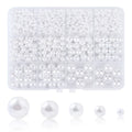 1200pcs Resin Pearl Beads Kit – 5 Sizes Round DIY Craft Beads DIY Craft Beads Qme White color