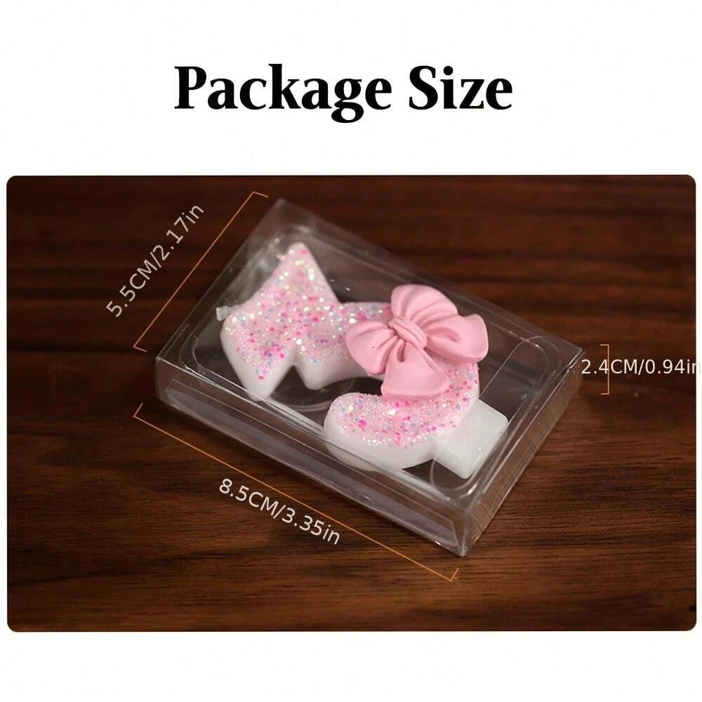 Pink Bow Sequin Number Birthday Candles 0-9 – Any Age Birthday Number Candles Qst