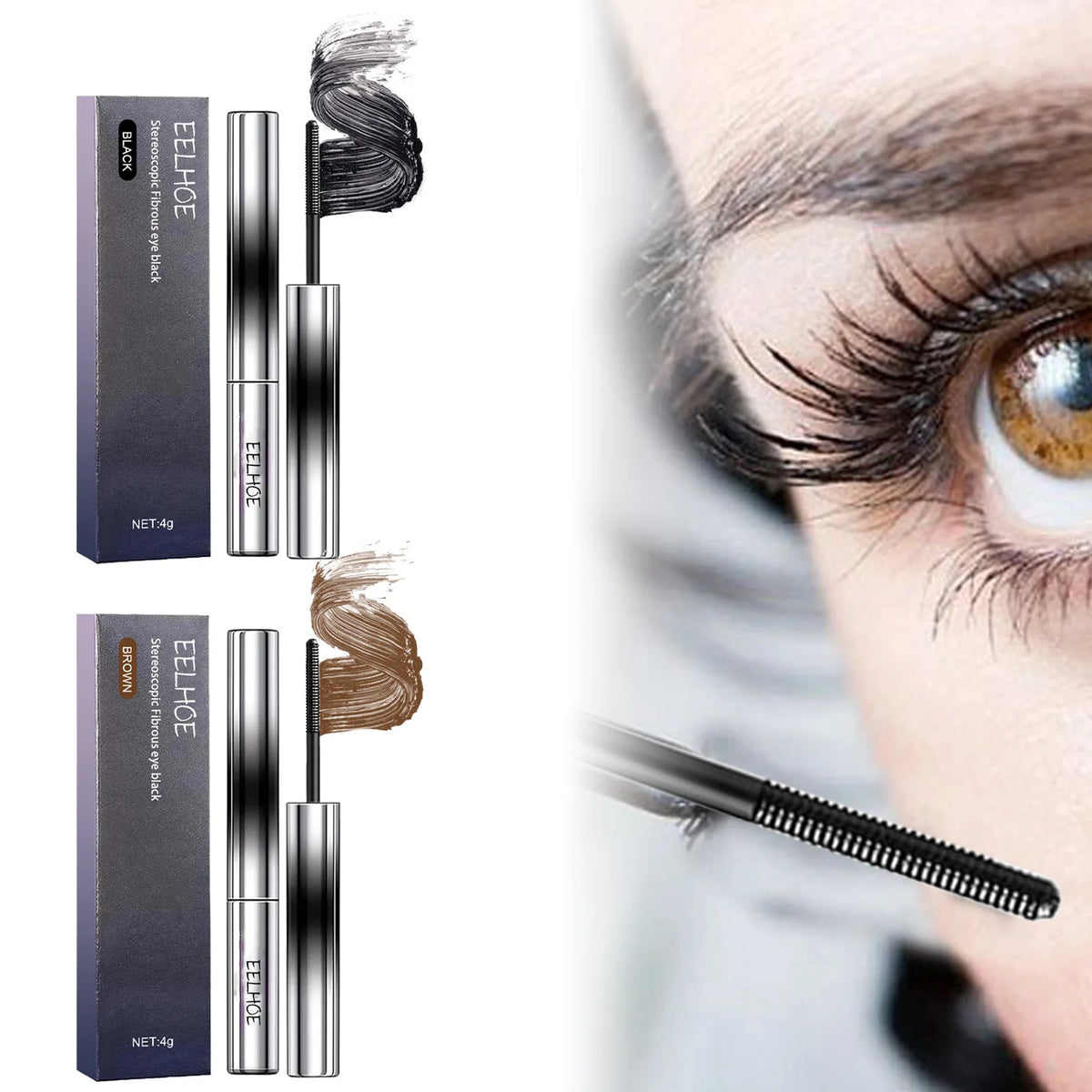 EELHOE 4D Fiber Mascara – Lengthening Waterproof Lash Wand Fiber Lash Mascara Qst