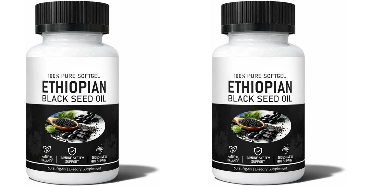 Ethiopian Black Seed Oil Organic Cold-Pressed 60 Softgels Black Seed Oil Supplement Qst 2 bottles