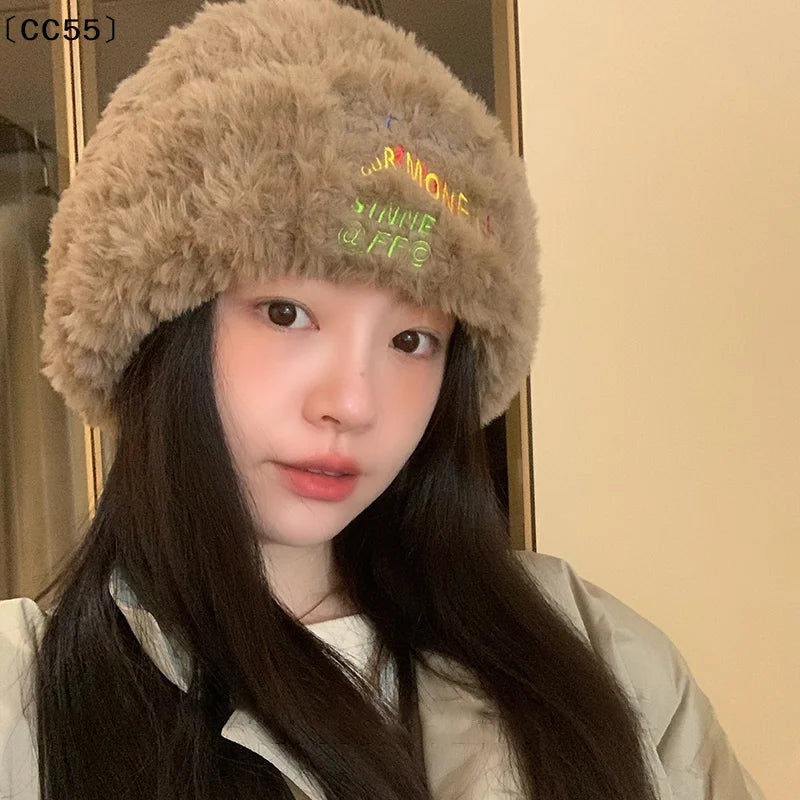 Women's Plush Knit Winter Hat with Ear Covers – Warm Cap Winter Knit Hat Qst