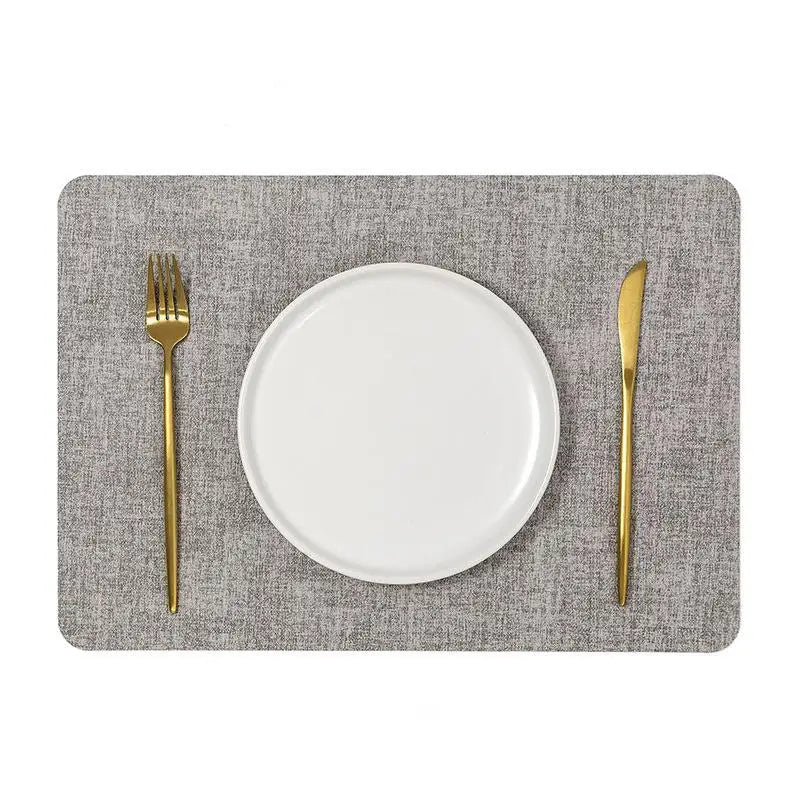 PU Leather Nordic Placemat – Waterproof, Oil-Proof, Heat Resistant Table Placemat Qst Gray