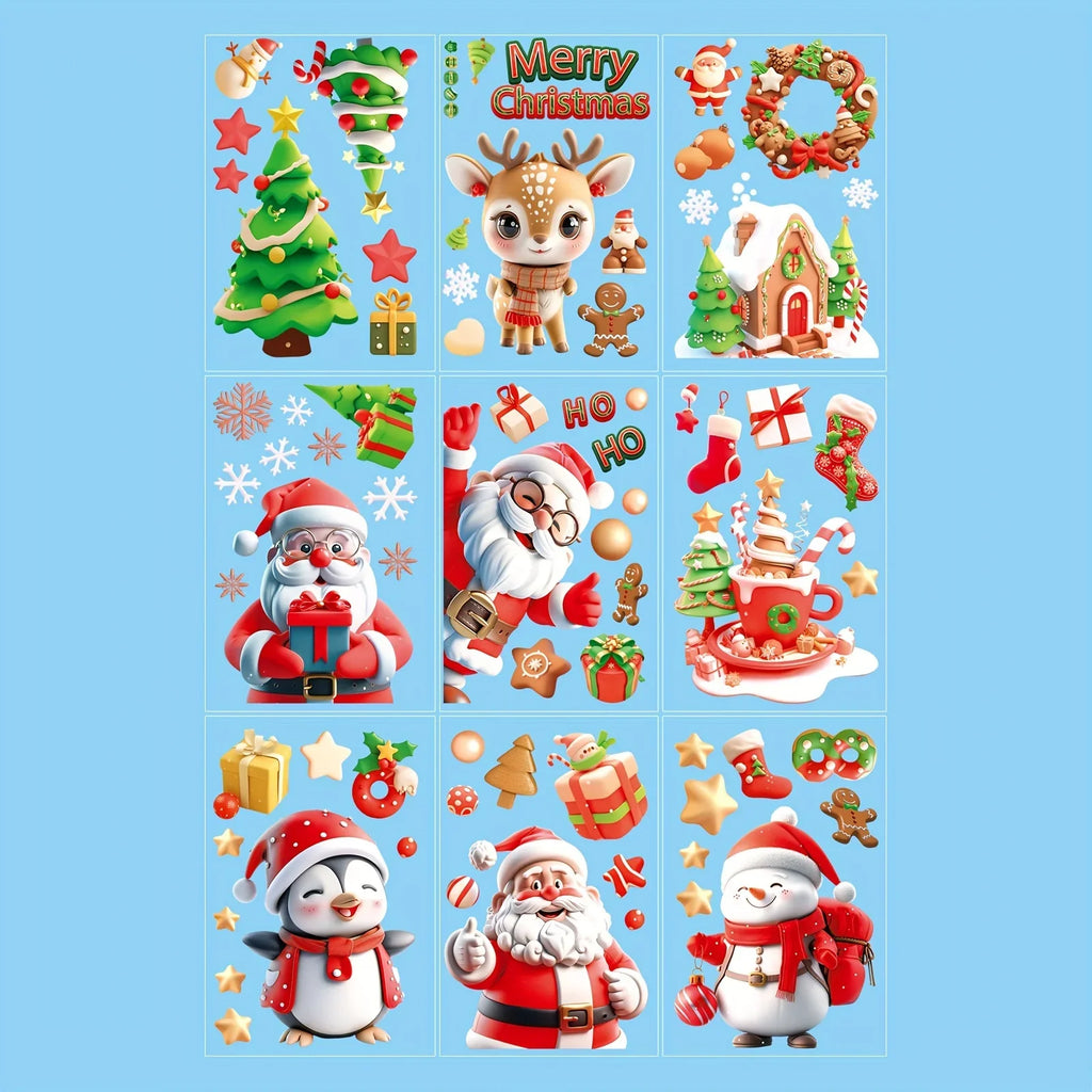 72 Santa Snowman Christmas Window Stickers – 9 Sheets Christmas Window Stickers Qme 9 sheets