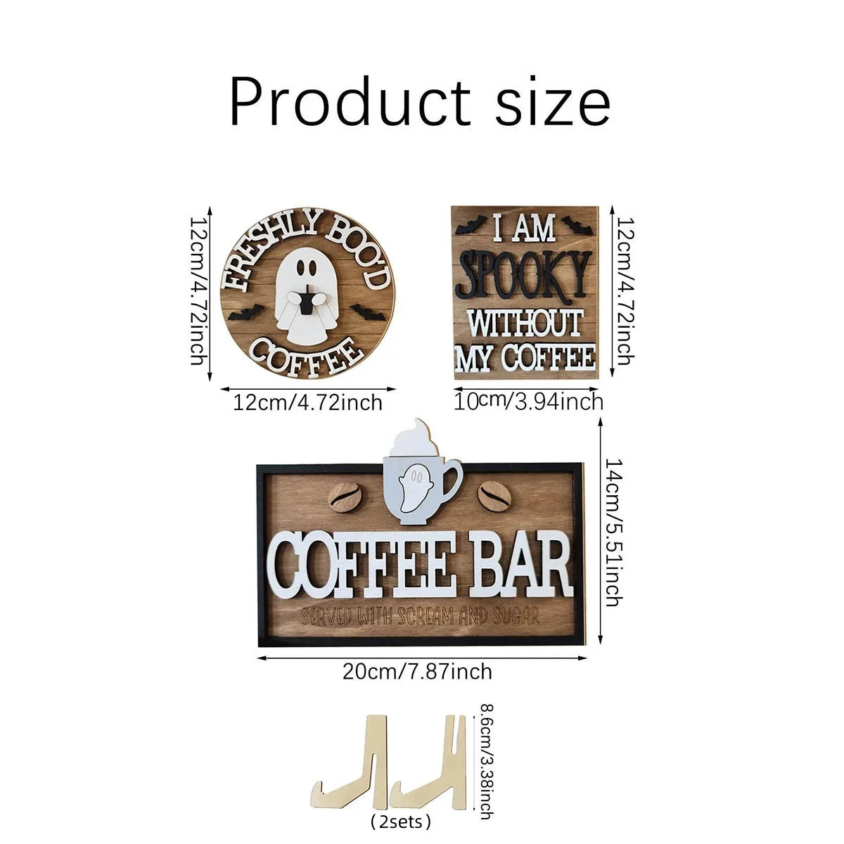 Freshly Boo'd Halloween Wooden Coffee Desktop Sign Halloween Desktop Sign Qme
