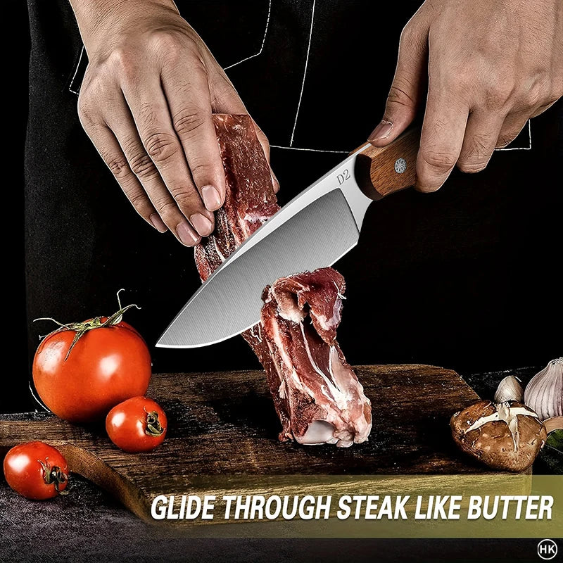 PLYS Forged Stainless Steel Camping Multi-Purpose Knife + Sheath Camping Fixed Blade Knife Qst