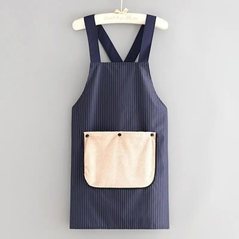 Oil-Proof Waterproof Cooking Apron for Men & Women | Cotton Kitchen Apron Qme Navy
