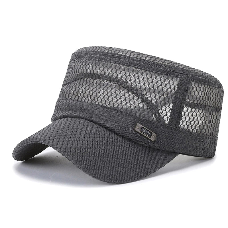 Men's Mesh Snapback Cap – Breathable Flat Top Trucker Baseball Hat Snapback Baseball Cap Qst A4
