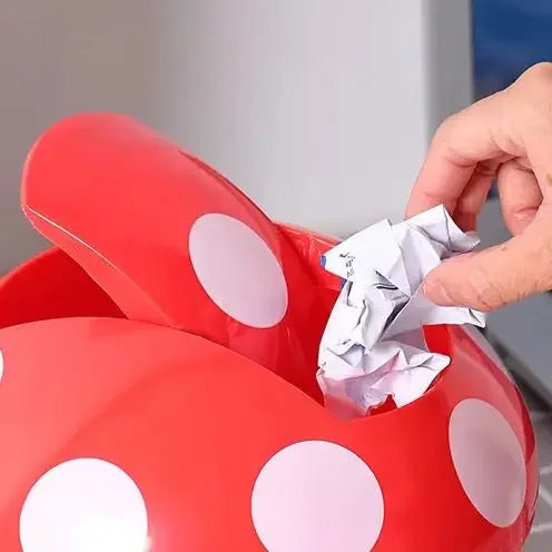 Cute Mini Waste Bin with Detachable Lid – Red Mushroom Desk Mini Desk Waste Bin Qme