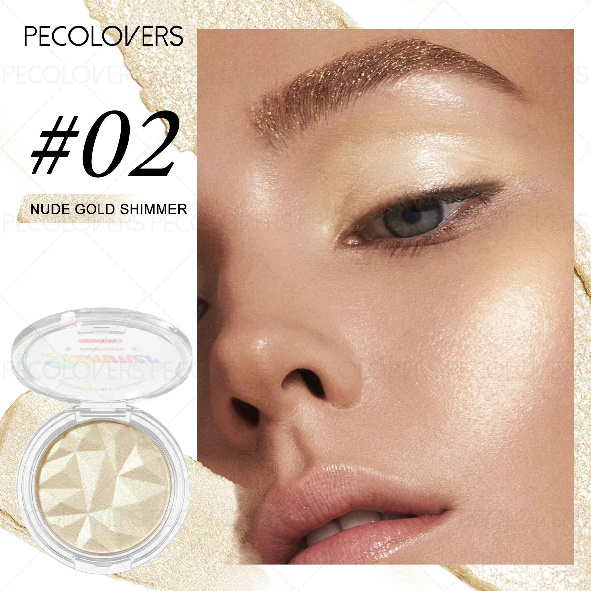 Face Highlight Palette – White, Silver & Champagne Glow Face Highlight Palette Qme 02