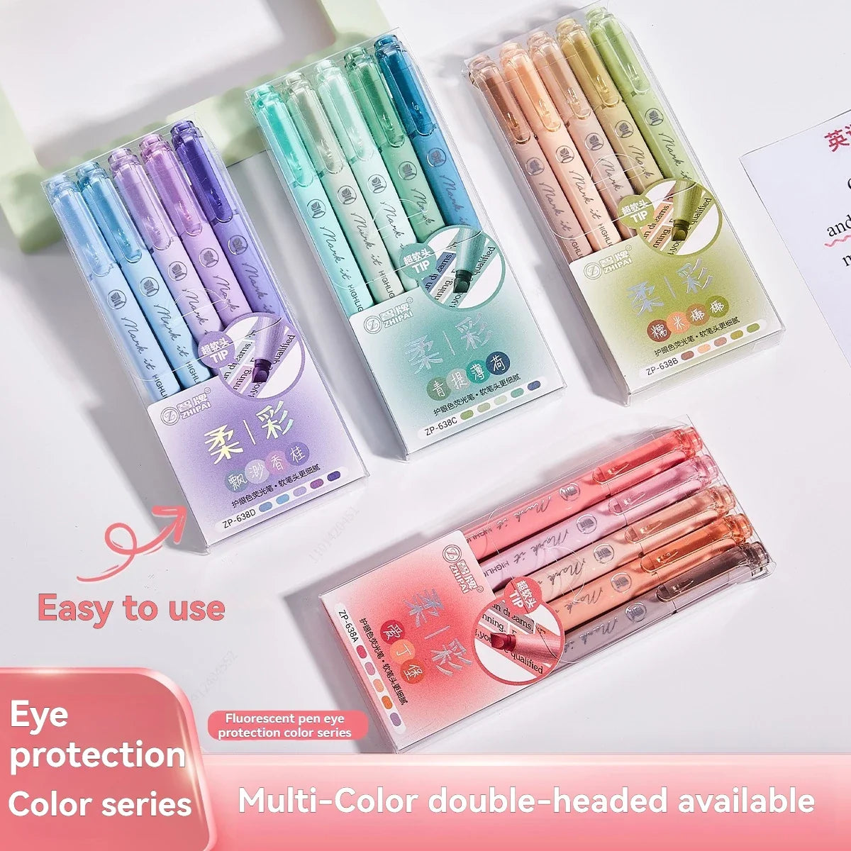 Pastel Highlighters Set – 5 Fluorescent Hook Pens | Kawaii Pastel Highlighter Set Qme