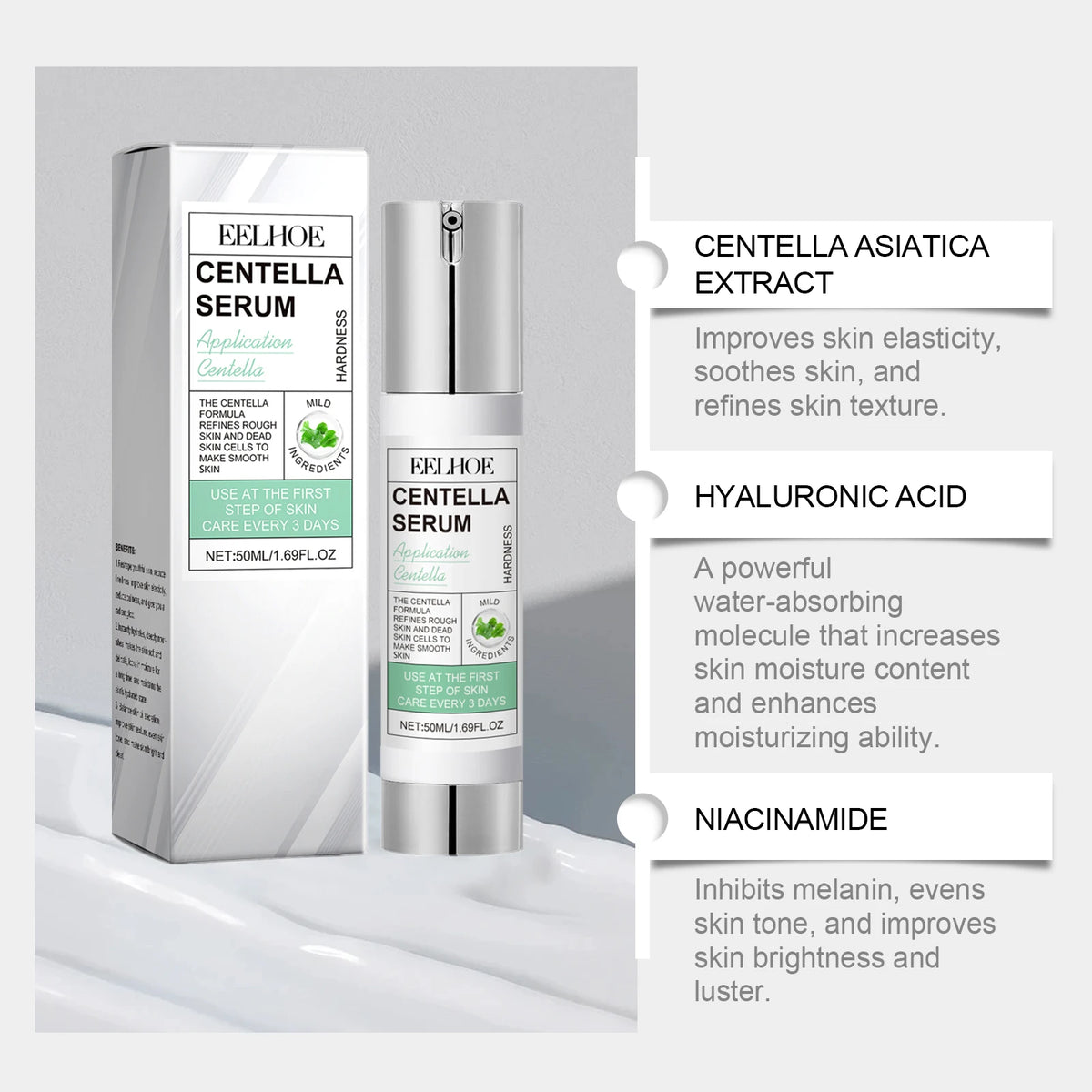 Centella Facial Serum – Brightening & Moisturizing Essence 50ml Face Serum Qst