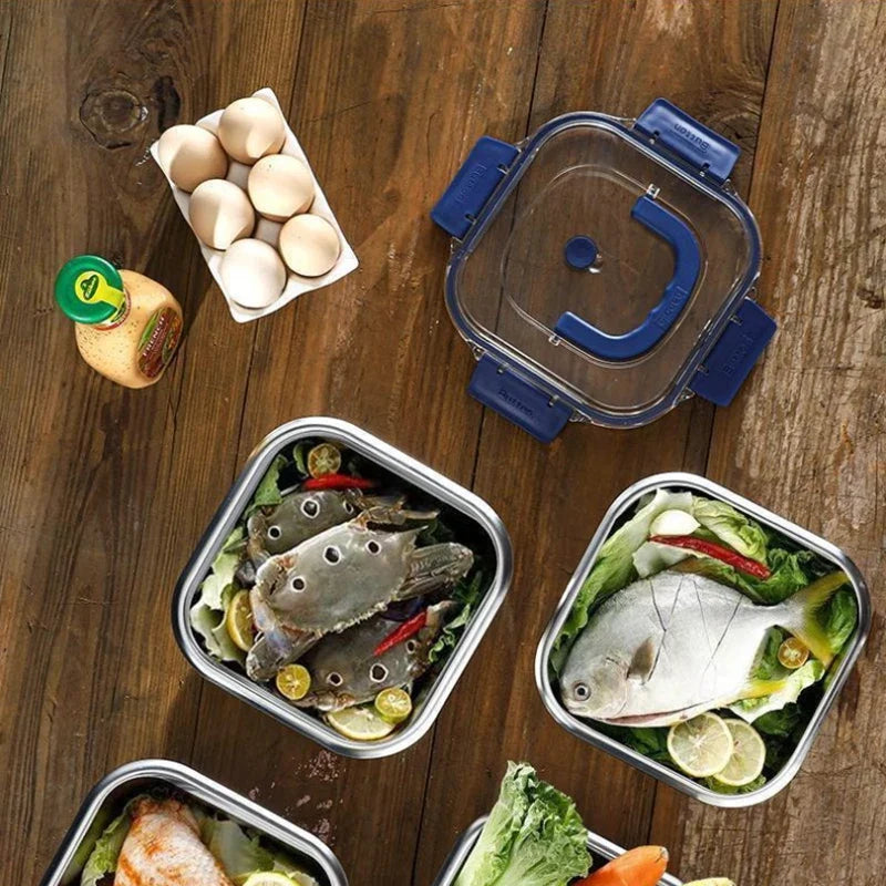 Stainless Steel Bento Box with Lid – Portable Lunch Container Stainless Steel Bento Box Qme