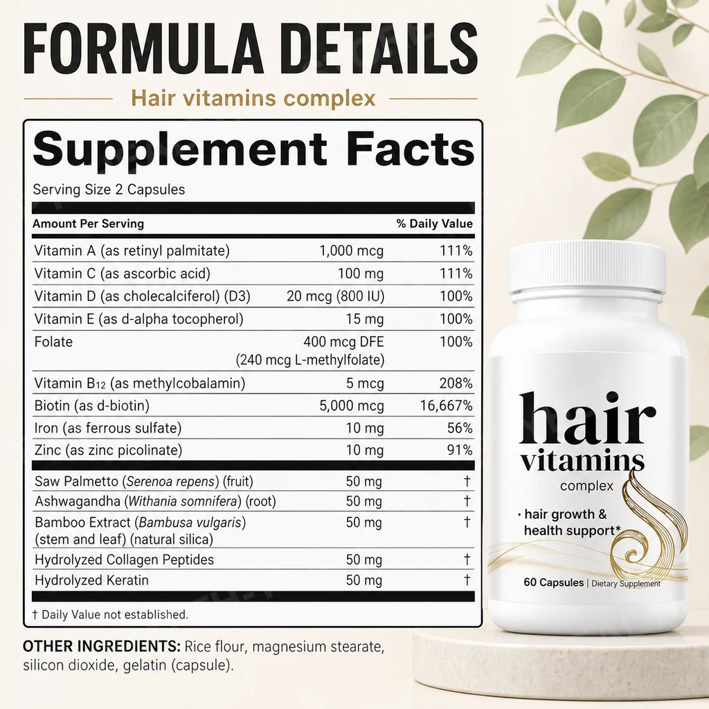 14-in-1 Biotin Collagen Keratin Hair Growth Vitamins 60 Caps Hair Growth Supplement Qst