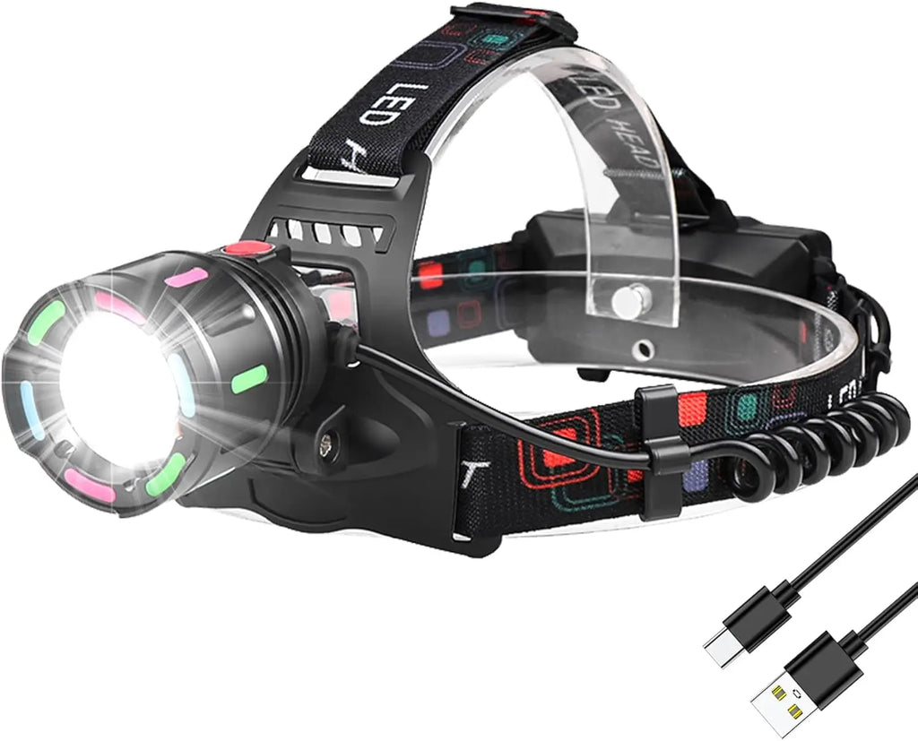 1200 Lumen Rechargeable LED Headlamp | 4 Modes, IPX6 Waterproof LED Headlamp Qst