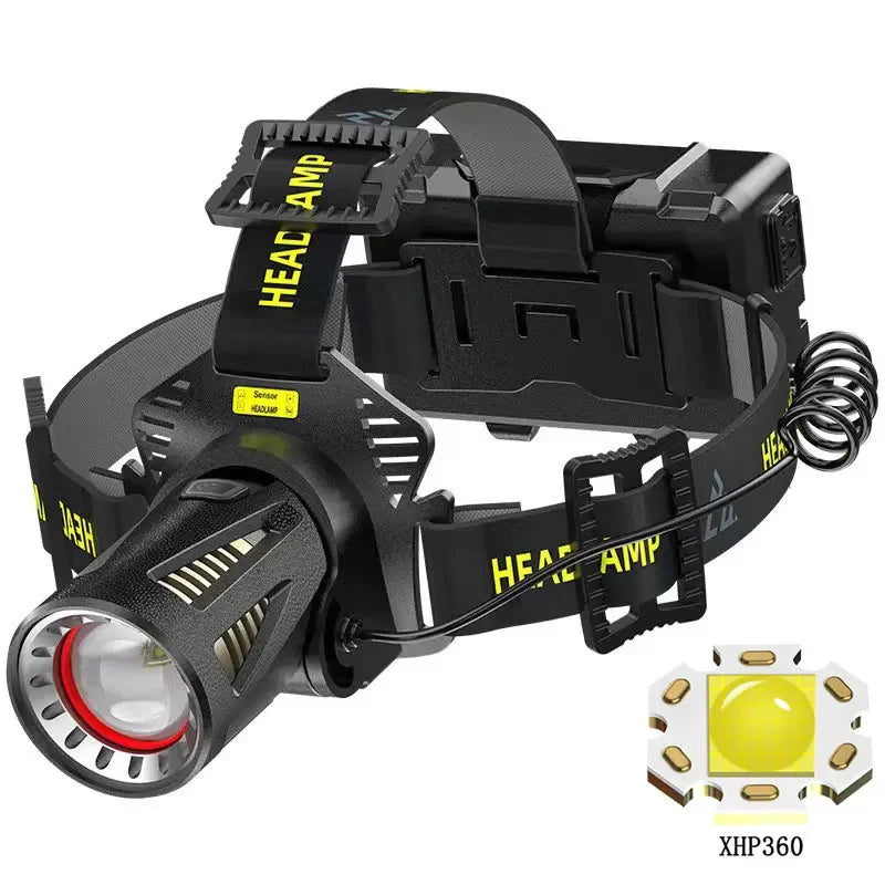 XHP360 LED Headlamp 2000LM Zoomable USB Rechargeable Waterproof LED Headlamp Qst