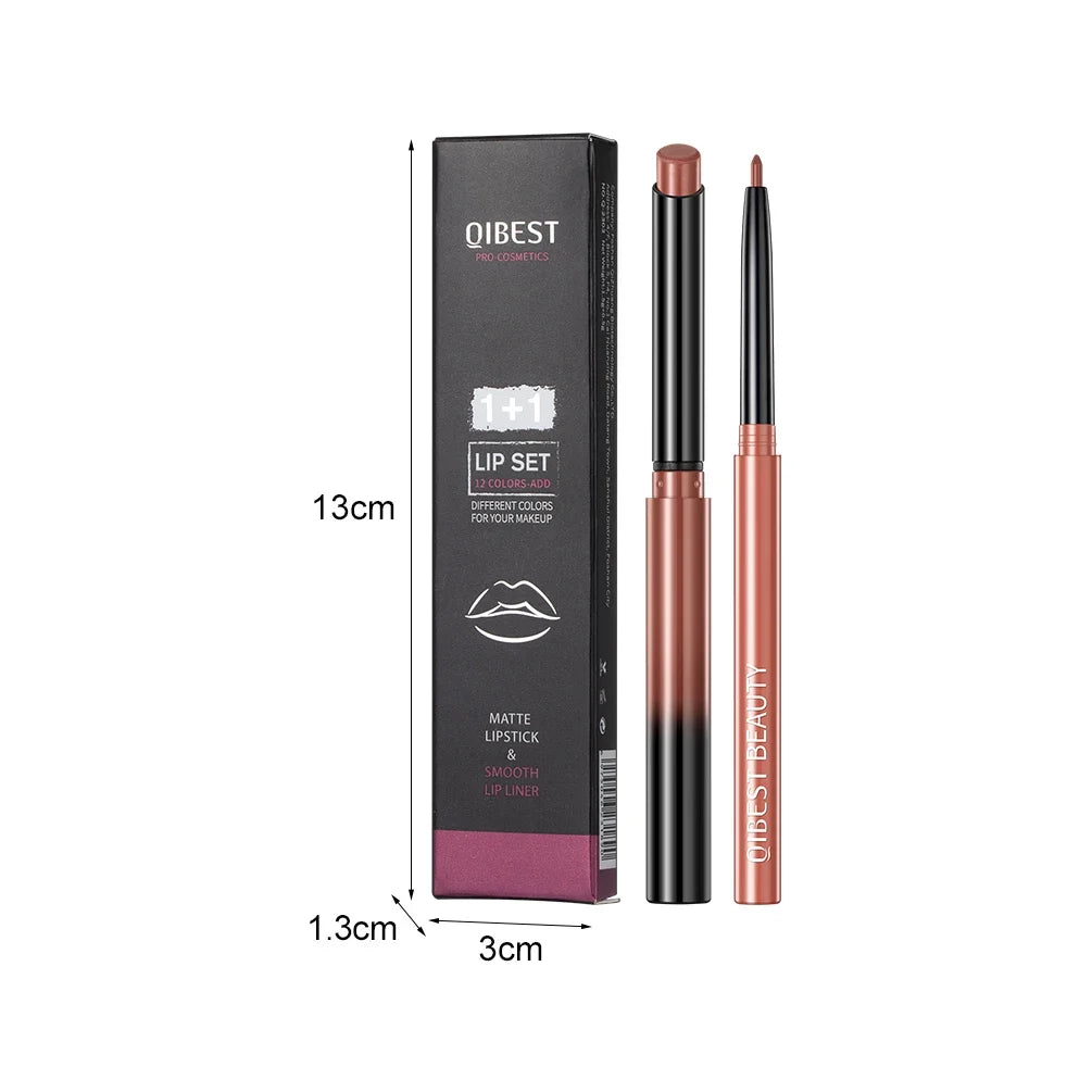 QIBEST 12 Colors Nude Waterproof Lip Liner Pencil Set Lip Liner Pencil Set Qme