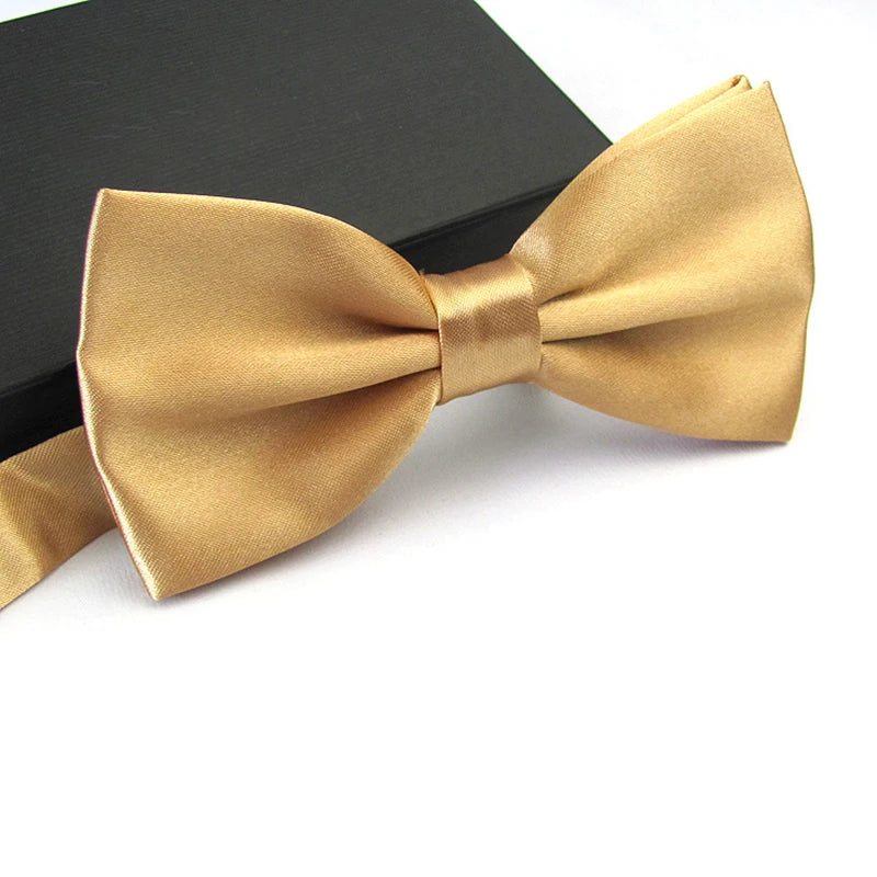 Men's Satin Bow Tie – Solid Color Adjustable Wedding Bow Tie Satin Bow Tie Qst
