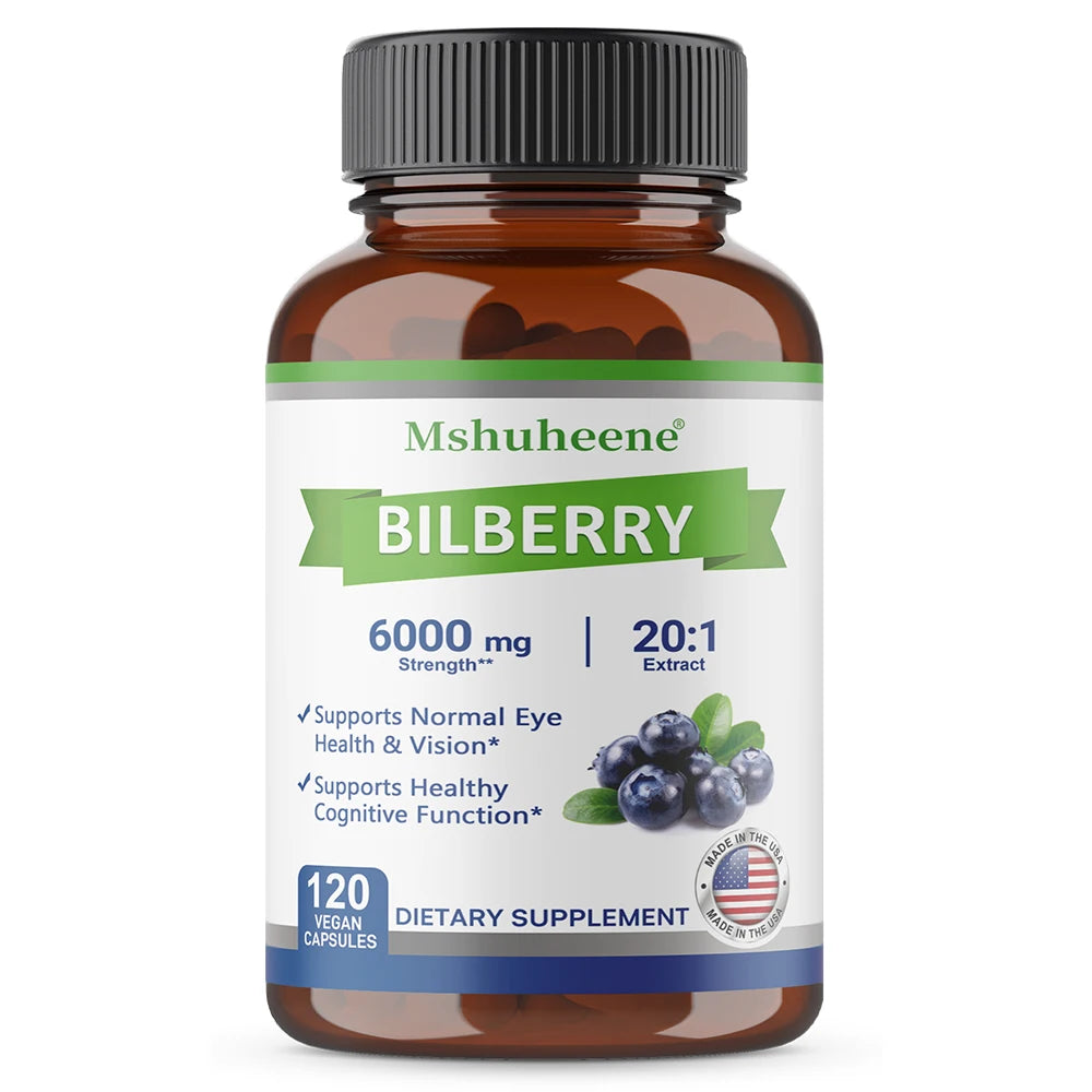 Bilberry Extract 200mg – Eye, Skin & Antioxidant Support Herbal Supplement Qst 120 count-1 bottle