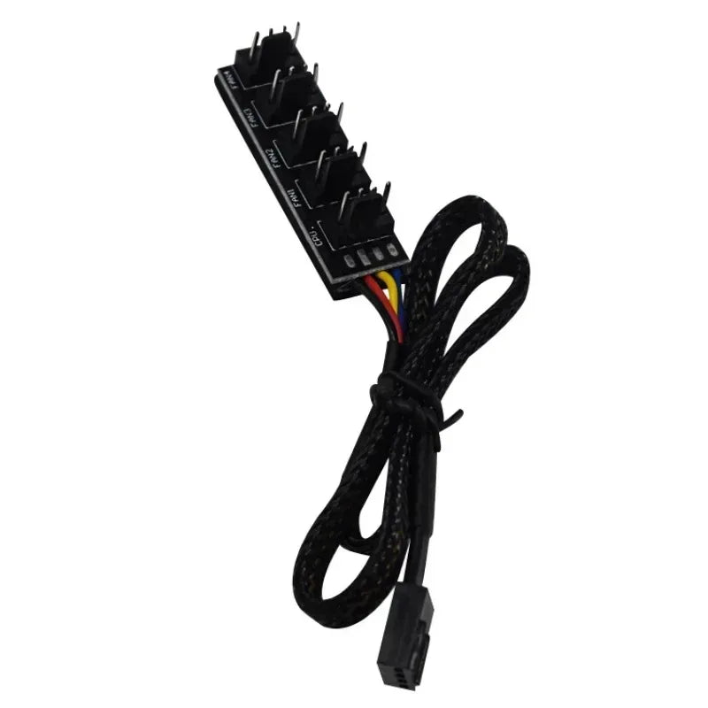 1-to-5 4-Pin PWM CPU Fan Braided Cable Hub Splitter | Qme Fan Cable Splitter Qme