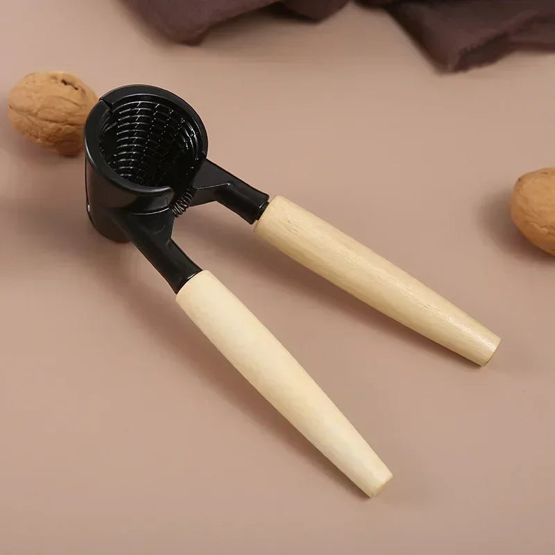 Heavy Duty Aluminum Nutcracker with Wood Handles Manual Nutcracker Qme A