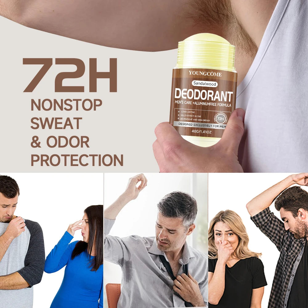 YOUNGCOME Sandalwood Men's Deodorant Stick – All-Day Fresh Men's Deodorant Stick Qst