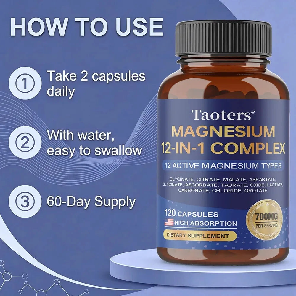 Magnesium Complex Capsules – Glycinate Citrate Taurate | STRESSXCEL Magnesium Supplement Qst