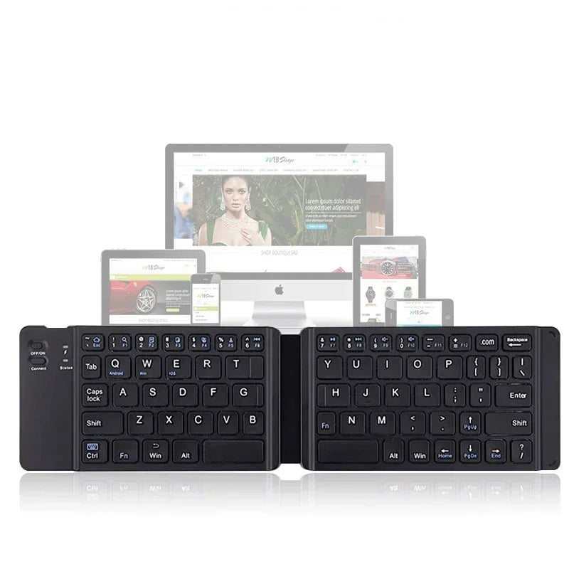 Wireless Folding Bluetooth Keyboard with Touchpad | iOS Android Folding Bluetooth Keyboard Qme