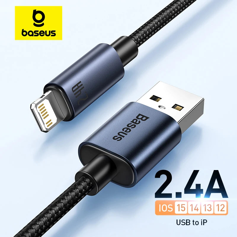 Baseus 2.4A Fast Charge USB Cable for iPhone – Nylon Braid USB Charging Cable Qst