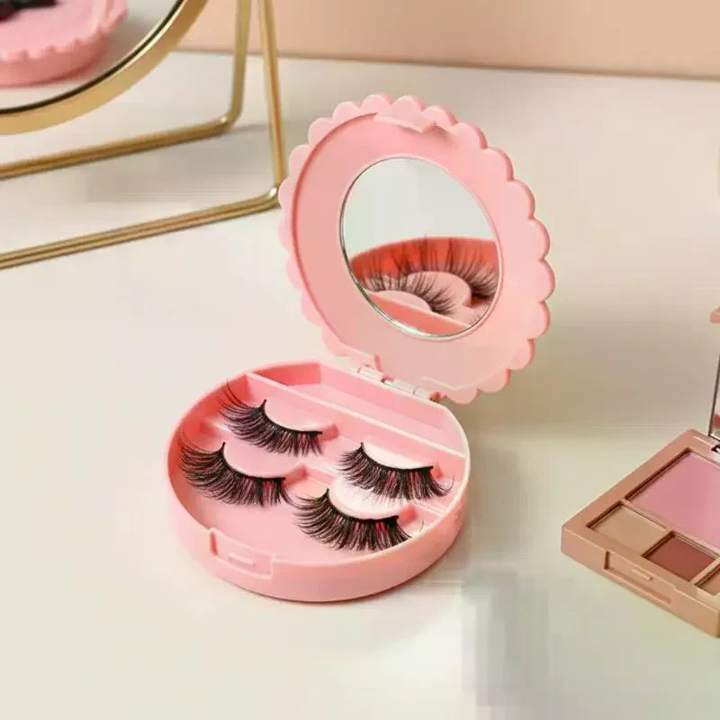 False Eyelash Storage Box with Mirror | Portable Lash Organizer Lash Storage Organizer Qme