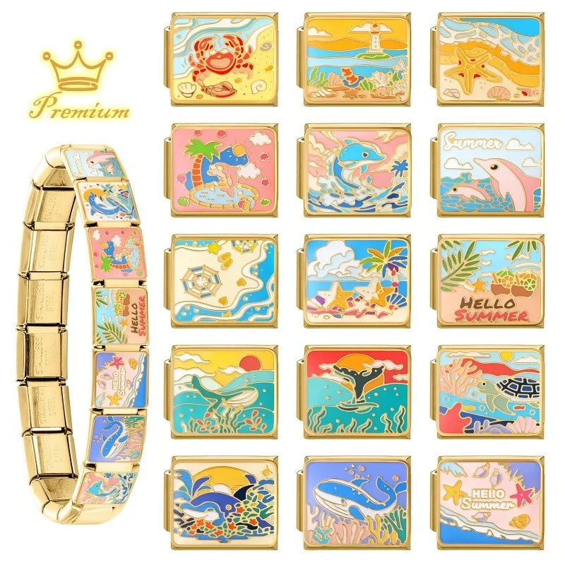 Pink Dolphin Cloud Charm for Italian Link Bracelet | Stainless Steel Bracelet Charm Qme