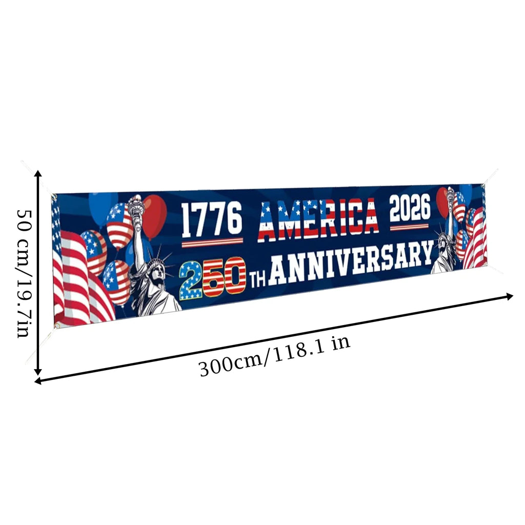 Independence Day 250th Anniversary Party Banner | 9 Colors Party Celebration Banner Qme