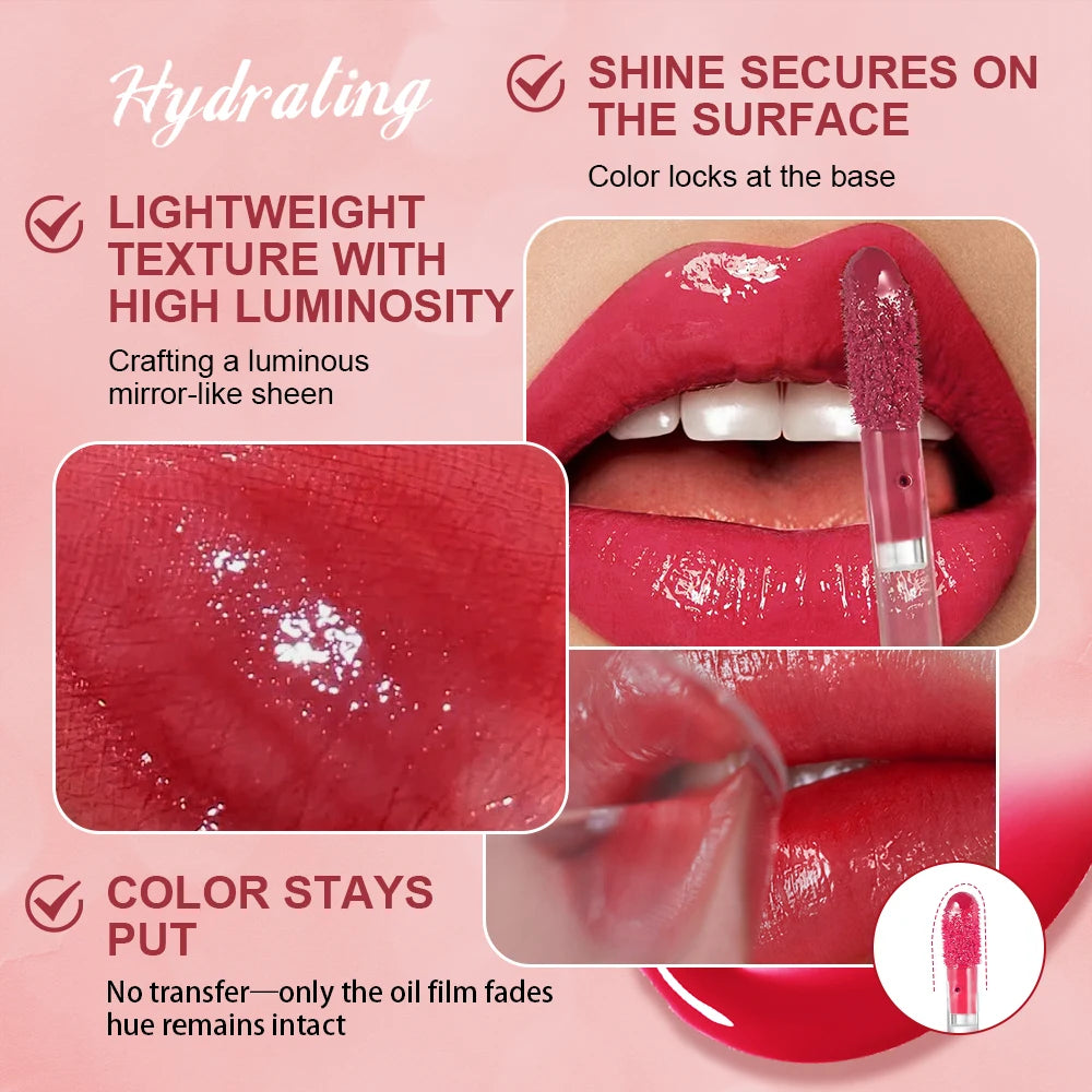 Lakerain Mirror Shine Lip Gloss – Clear Hydrating Long-Lasting Lip Gloss Qst