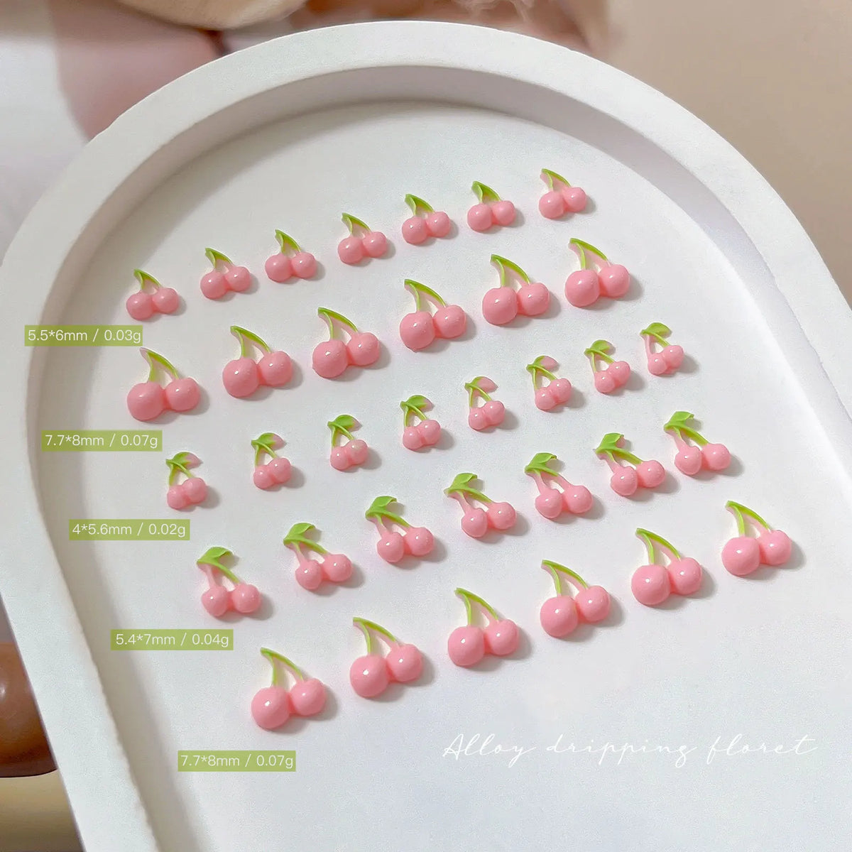 3D Resin Pink Cherry Nail Charms – Fruit Nail Art, 50pcs Nail Art Charms Qme