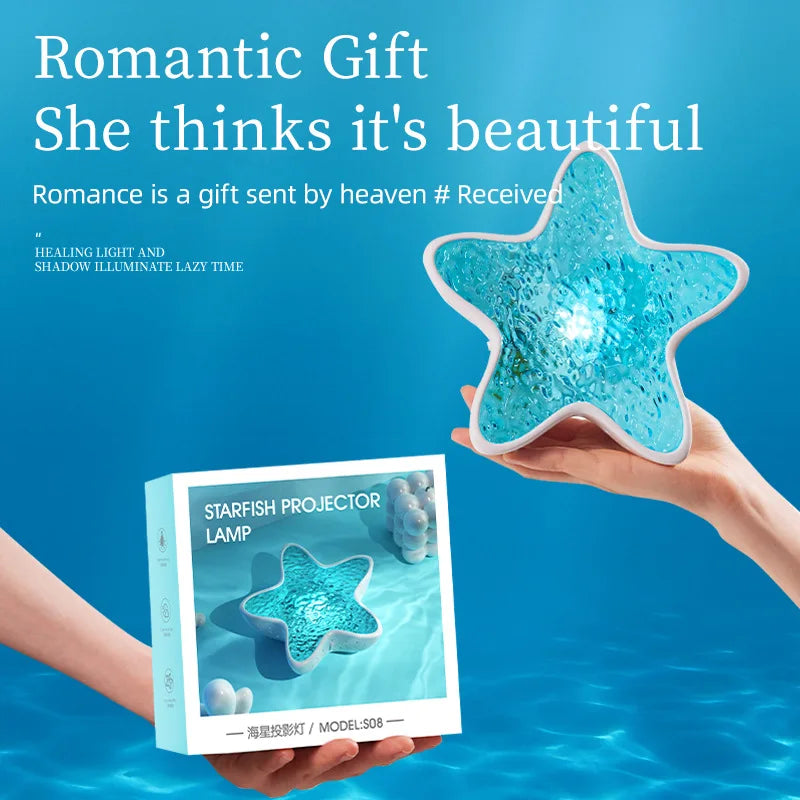 Starfish Ocean Ripple Projection Night Light – Blue Wave Lamp Projection Night Light Qme