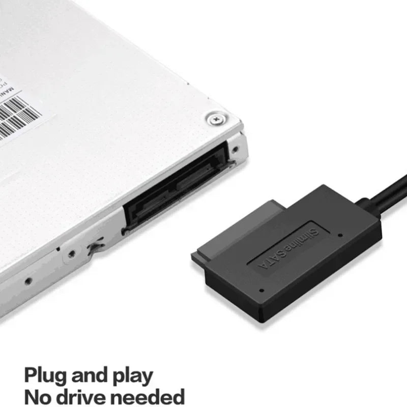 USB 2.0 to Mini SATA II 13-Pin Adapter Cable for Laptop DVD Drive Optical Drive Adapter Qme