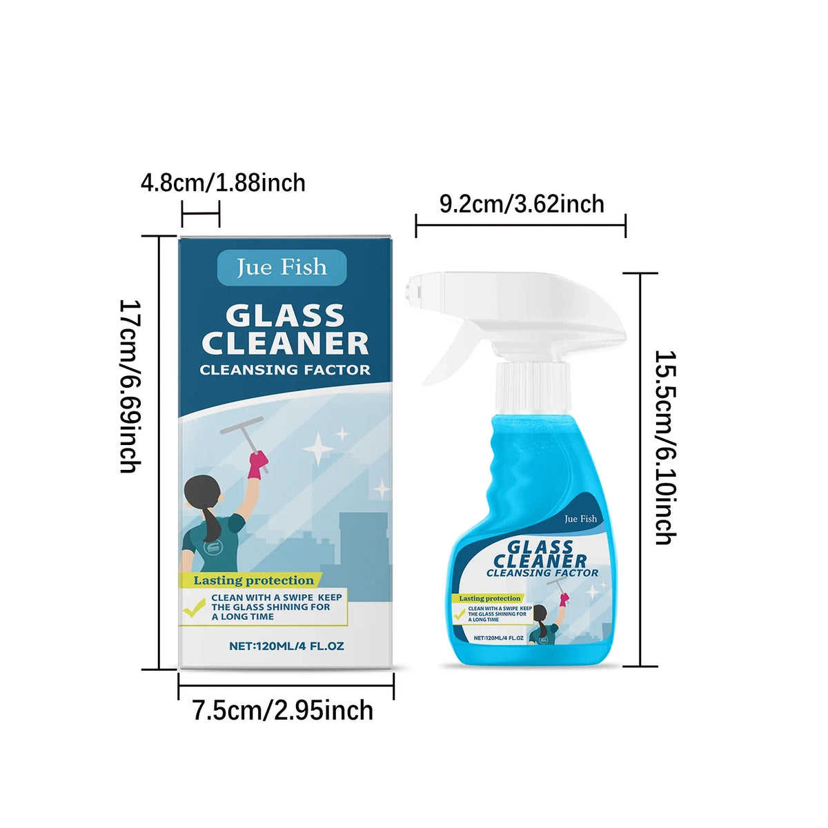 Qme Glass & Mirror Cleaning Spray – Streak-Free Shine Glass Cleaning Spray Qme 1pcs