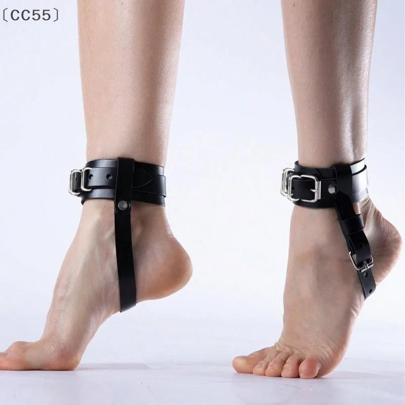 2PCS Punk Gothic Ankle Harness Straps – Adjustable PU Leather Ankle Harness Straps Qst