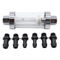 Universal Reusable Inline Fuel Filter with 6 Hose Adapters Inline Fuel Filter Qme Silver