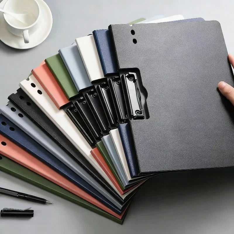 A4 Foldable Clipboard 360° Double Metal Clips & Pen Holder Foldable Clipboard Qme
