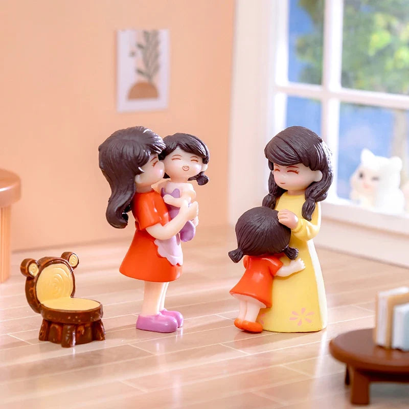 DIY Miniature Figurines Mother & Daughter Desktop Ornament Miniature Figurine Qme