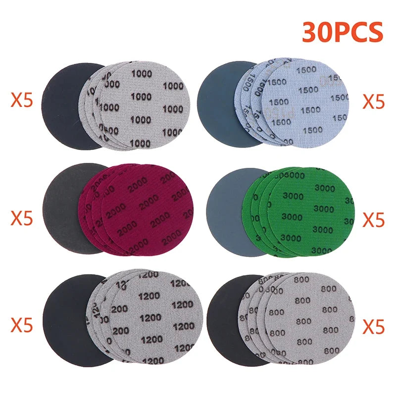 Wet Dry Sanding Discs 800–3000 Grit Hook & Loop | 75mm Sanding Disc Set Qme Default Title