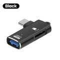 USB-C OTG Adapter USB 3.0 Hub & SD Card Reader – Aluminum USB-C OTG Adapter Qme black