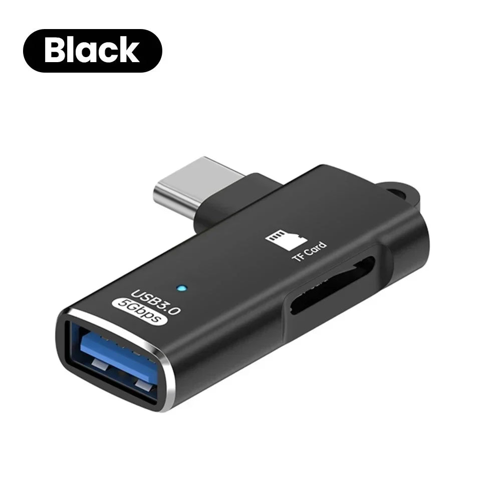 USB-C OTG Adapter USB 3.0 Hub & SD Card Reader – Aluminum USB-C OTG Adapter Qme black