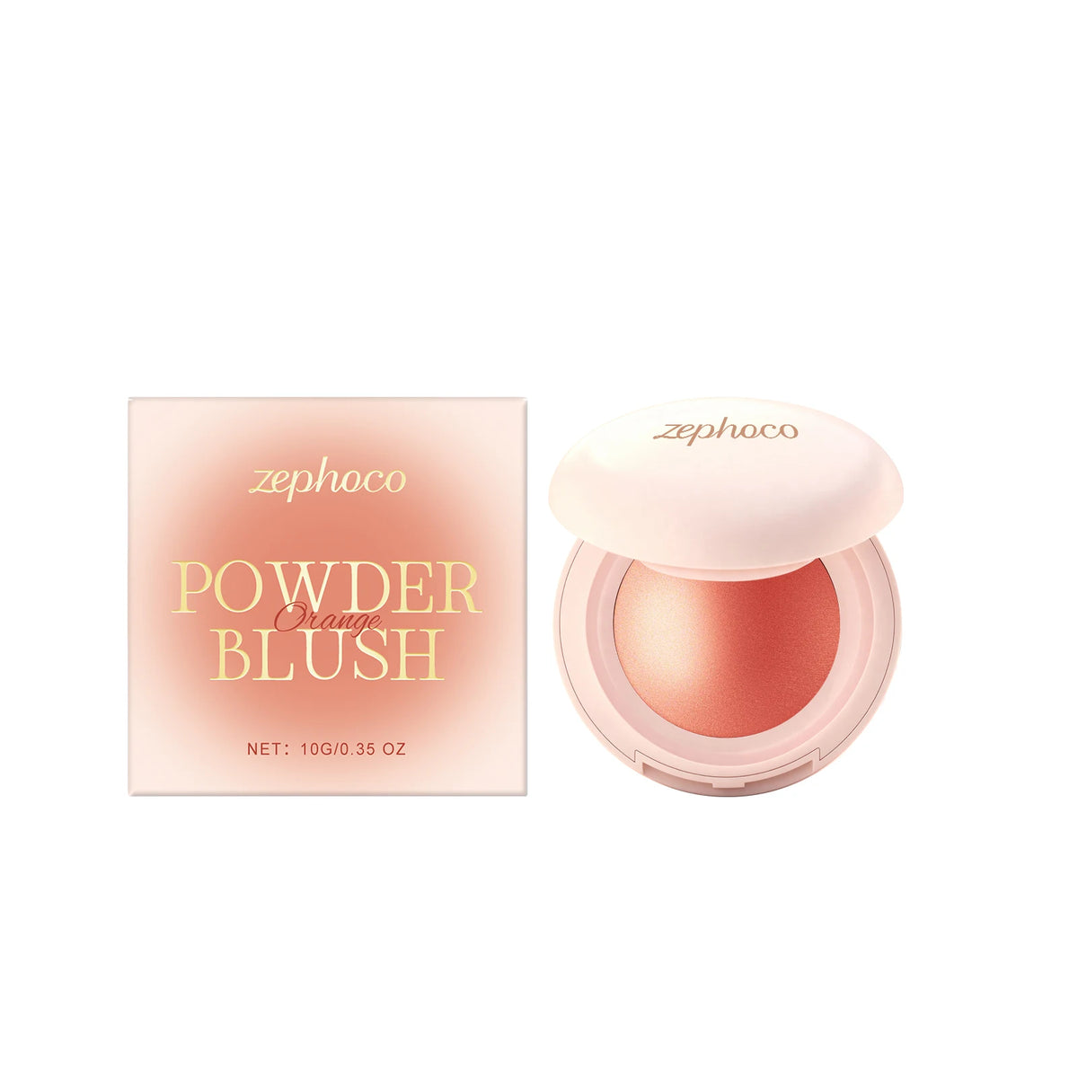 Zephoco Powder Blush – Silky High-Pigment Natural Finish Cheek Colour Powder Blush Qst Orange