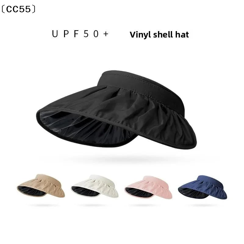 UPF50+ Foldable Sun Visor Hat Full Face Cover for Women Sun Visor Hat Qst