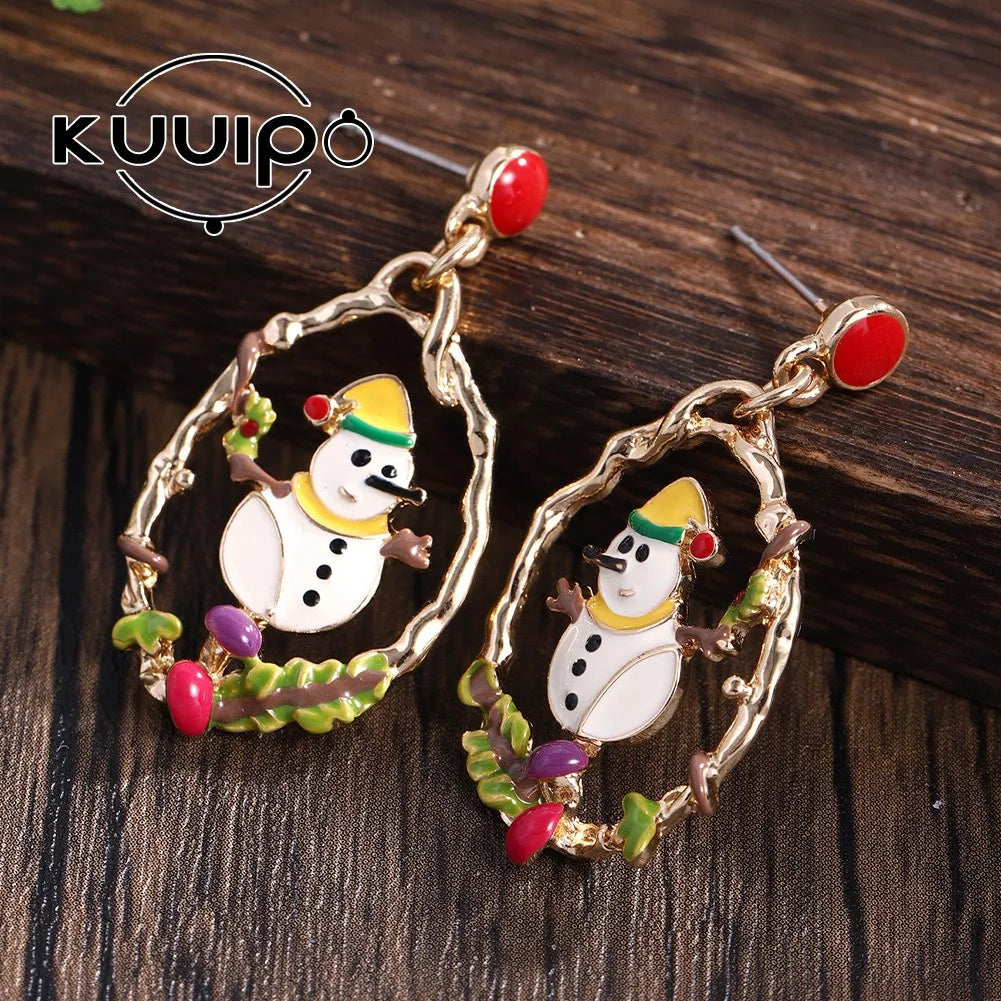 Christmas Snowflake & Hat Tassel Dangle Earrings | 5 Colors Dangle Earrings Qme