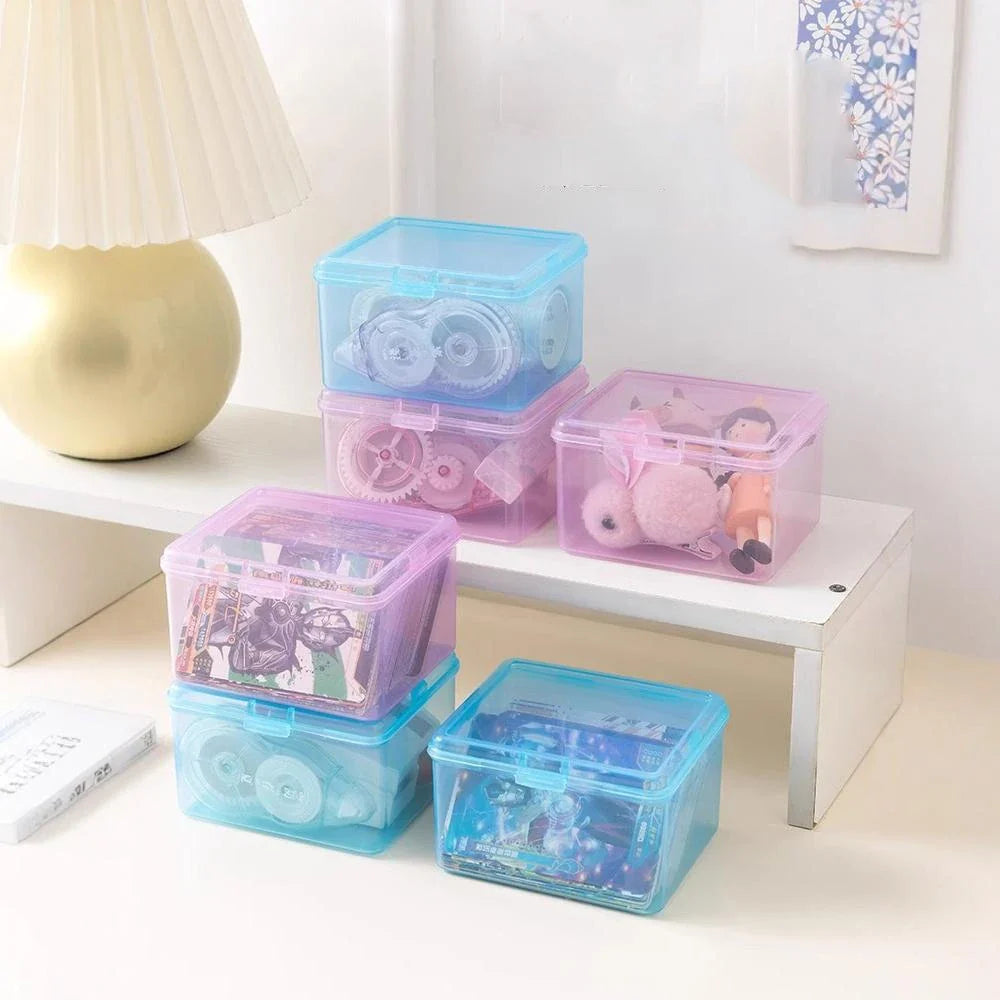 Transparent Plastic Desk Organizer Box – Card & Stationery Desk Organizer Box Qme